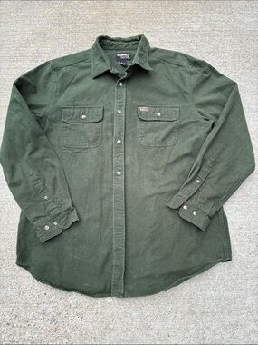 Guide Series Men's Olive Green Button-Down flannel shirt